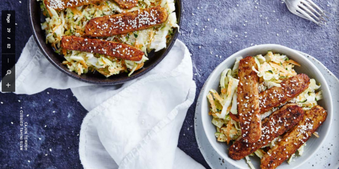 Cajun Tempeh and Curried Tahini Slaw