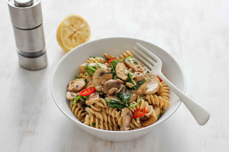 Mushroom, Chilli + Spinach Pasta