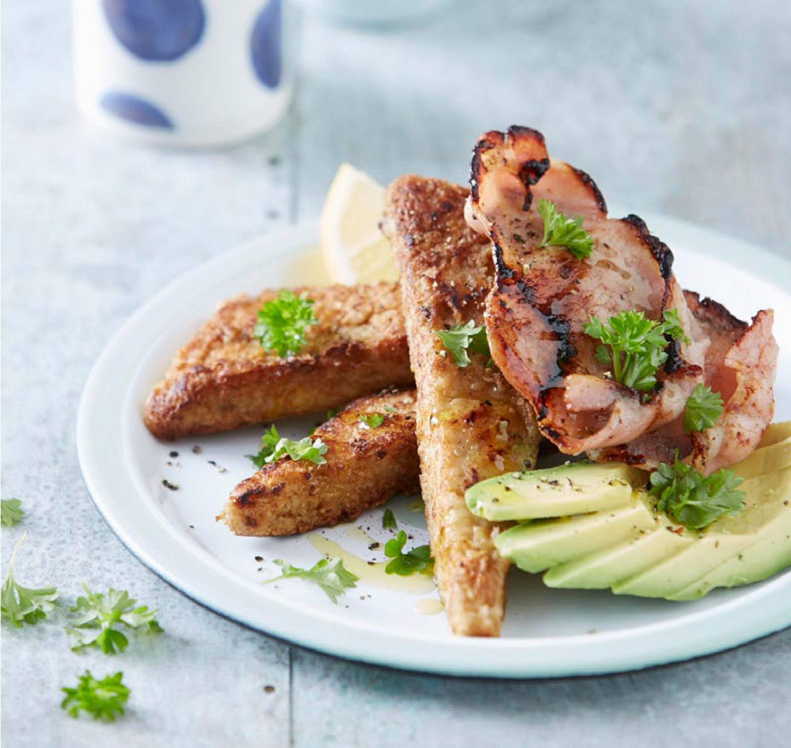 Crispy Porridge Wedges with Bacon + Avocado