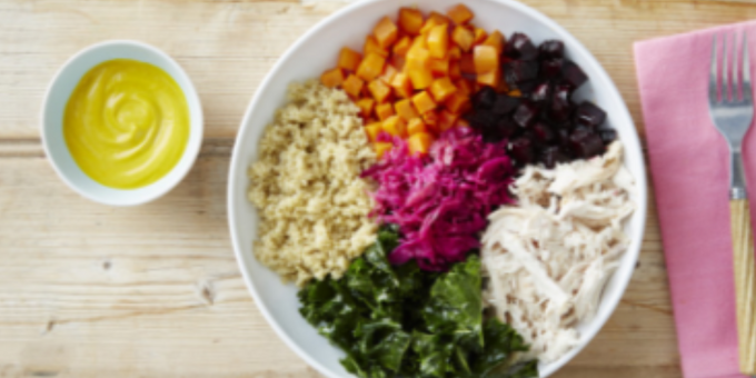 Chicken Macro Bowl With Turmeric Tahini Dressing