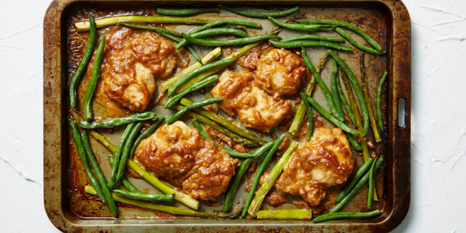 One Pan Satay Chicken + Green Beans