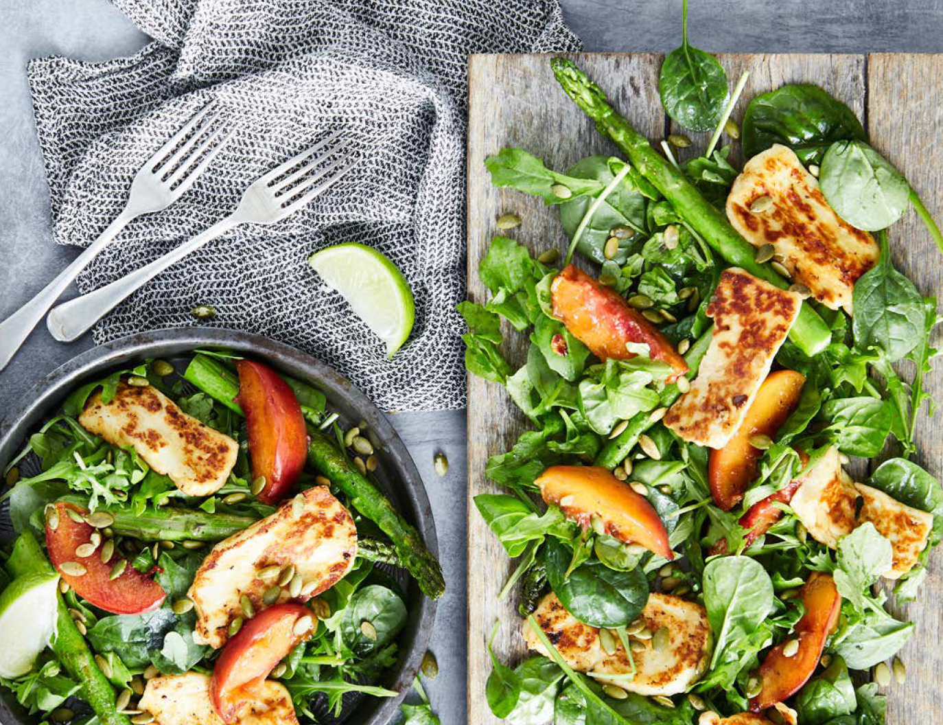 Grilled Haloumi and Peach Salad