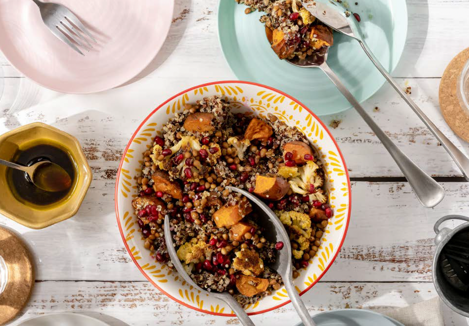 Sweet Potato, Pomegranate & Quinoa  Lentil Salad