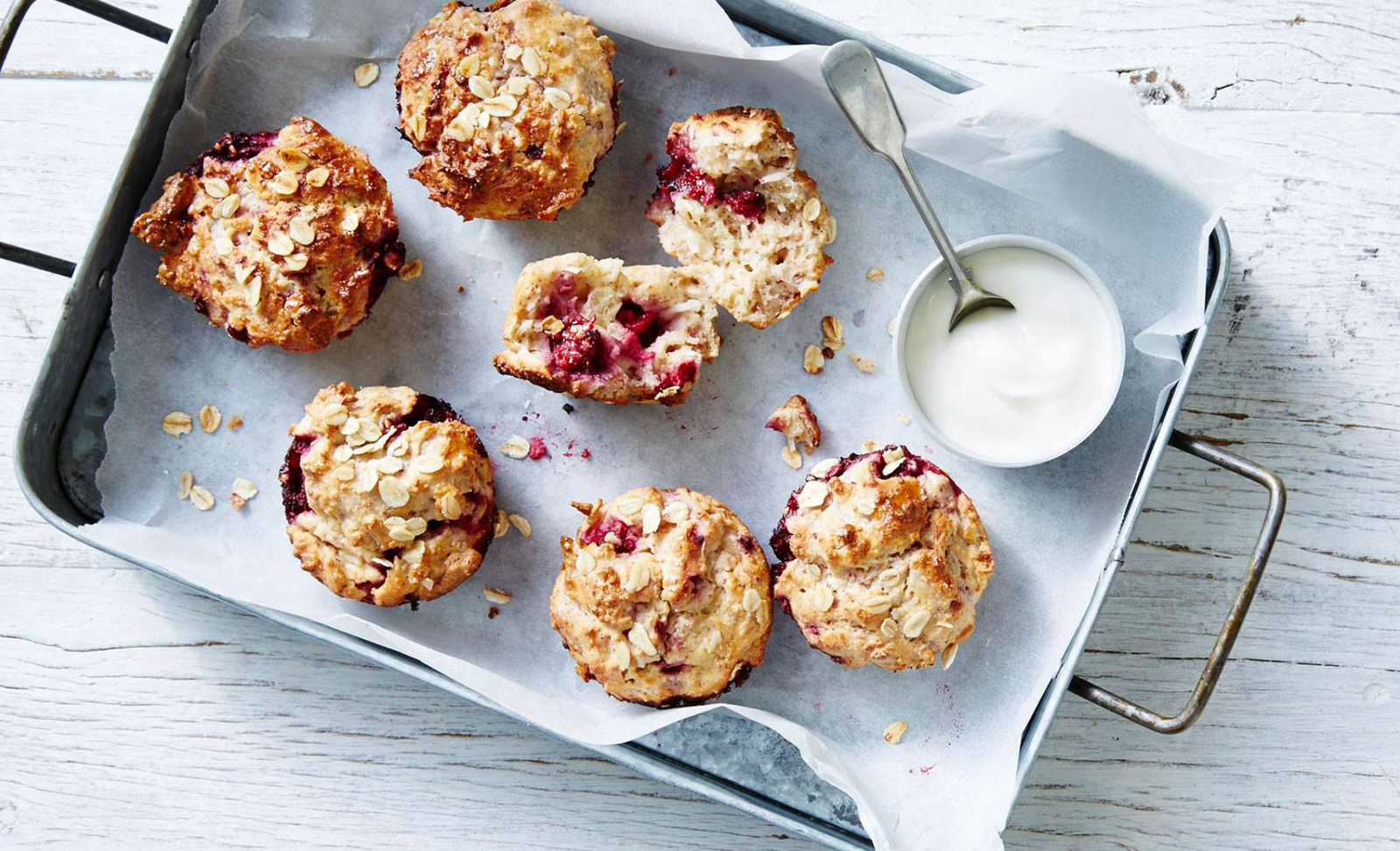 Raspberry Breakfast Muffins with Yoghurt