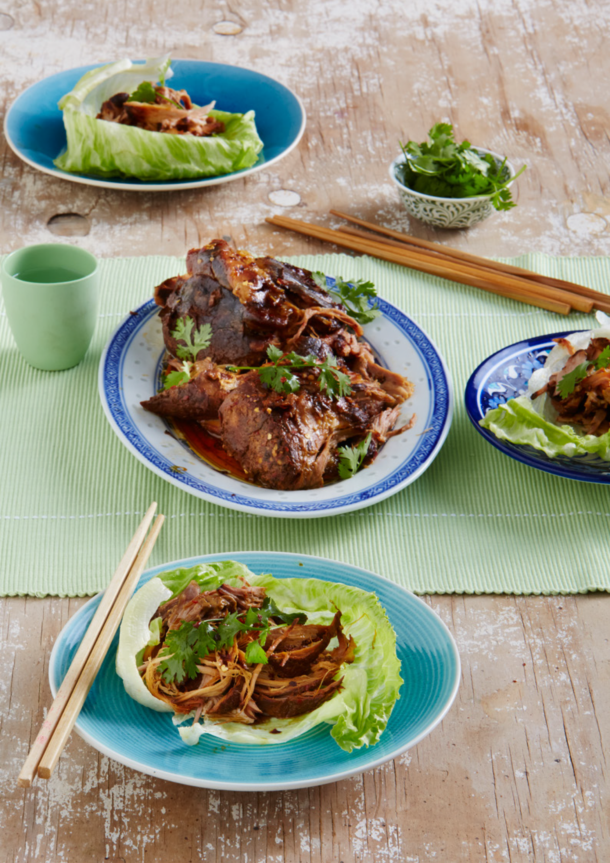 Slow Cooked Chinese Pork Shoulder in Lettuce cups