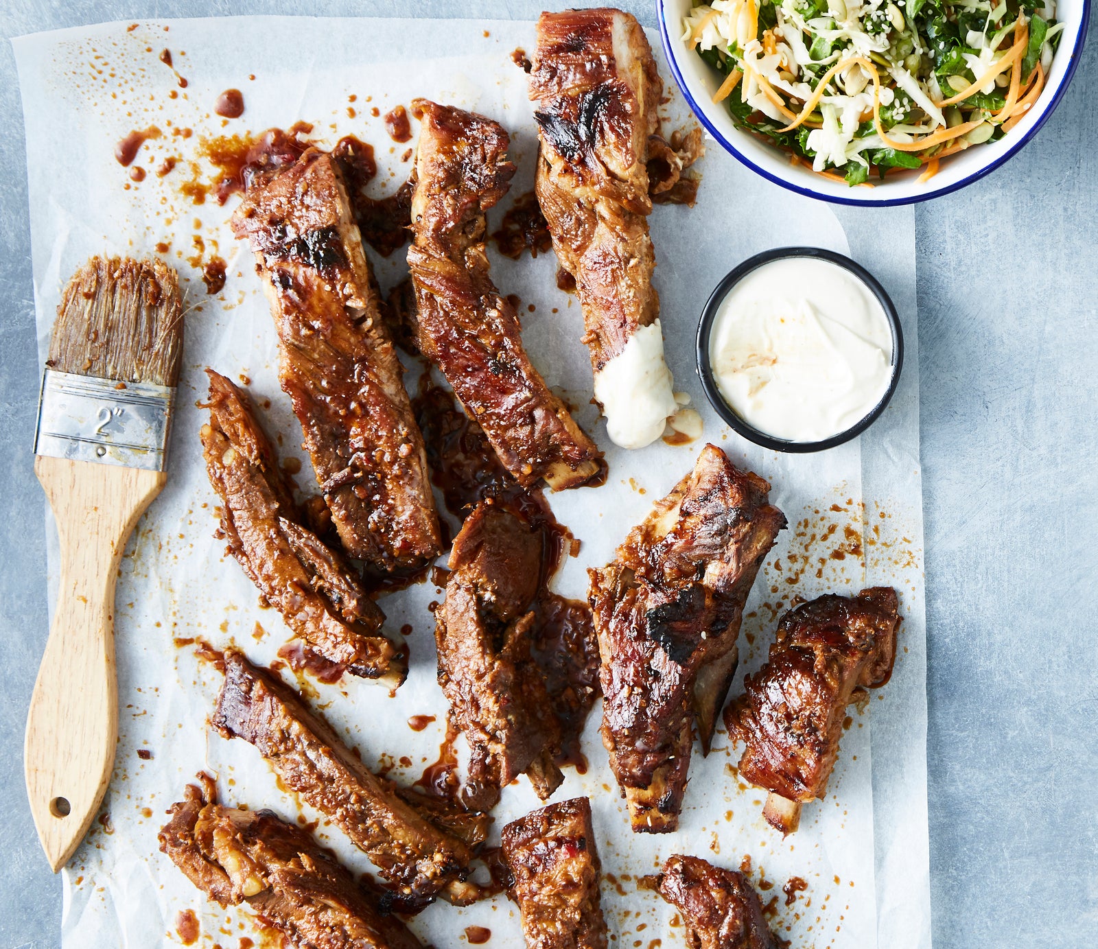Sticky Ribs + Crunchy Slaw